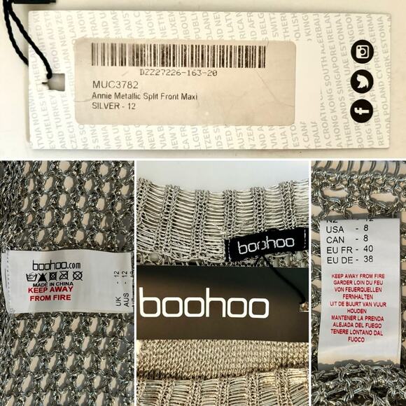 Boohoo Annie Metallic Knit Split Front Maxi Dress - Picture 5 of 5